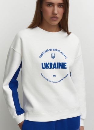 Sweatshirt with Ukraine print in white and blue1 photo