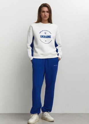 Sweatshirt with Ukraine print in white and blue2 photo
