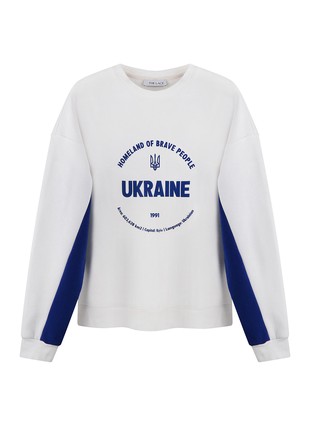 Sweatshirt with Ukraine print in white and blue4 photo