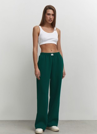 Wide jogger pants in green2 photo