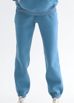 Women's Cotton Jogger Pants with Fleece | Azur color | Made in Ukraine | Rebellis