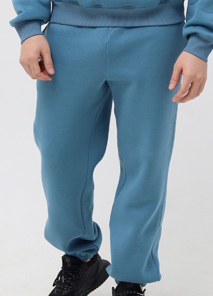 Basic Active Cotton Jogger Pants with Fleece | Azur color | Made in Ukraine | Rebellis