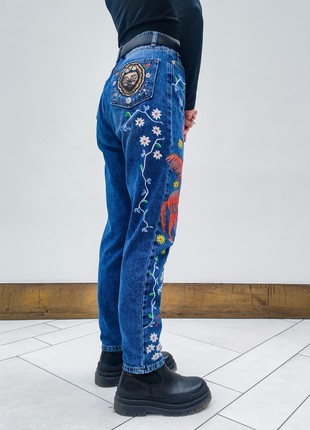 Hand-painted jeans MOM with Maria Primachenko's paintings6 photo
