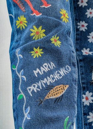 Hand-painted jeans MOM with Maria Primachenko's paintings10 photo