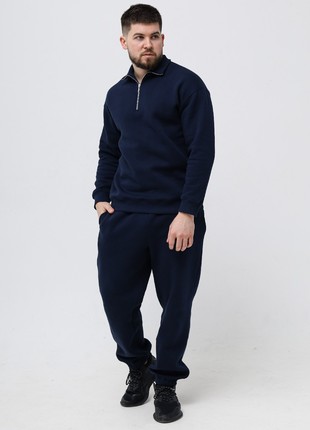 Men's Casual Active Tracksuits with Fleece | Dark blue color | Made in Ukraine | Rebellis