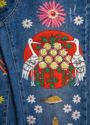 Hand-painted jeans MOM with Maria Primachenko's paintings3 photo