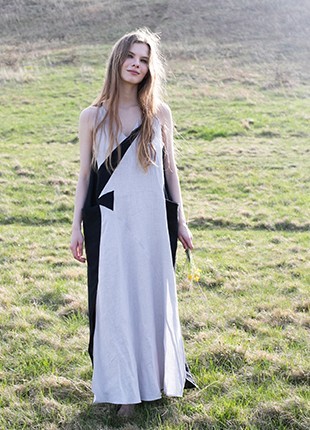 Charming linen boho maxi dress "TRINITY»2 photo