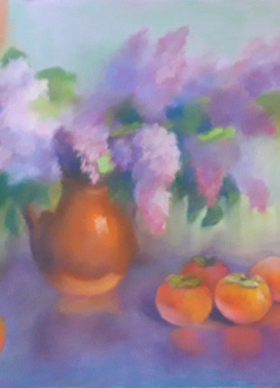 Pastel painting Persimmon and lilac Serdyuk Boris Petrovich nSerb382