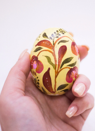 Yellow Floral Easter Egg and Stand, Ukrainian Pysanka2 photo