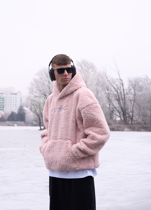 Warm oversized hoodie OGONPUSHKA Toxic pink2 photo