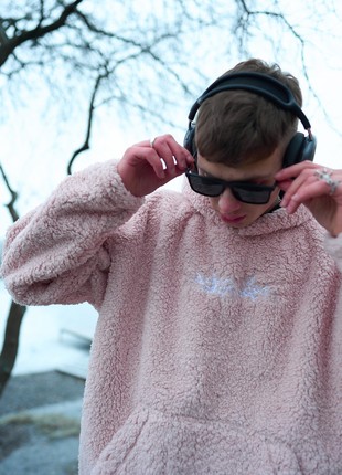 Warm oversized hoodie OGONPUSHKA Toxic pink4 photo