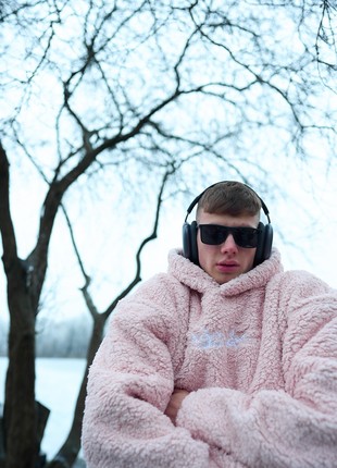 Warm oversized hoodie OGONPUSHKA Toxic pink9 photo