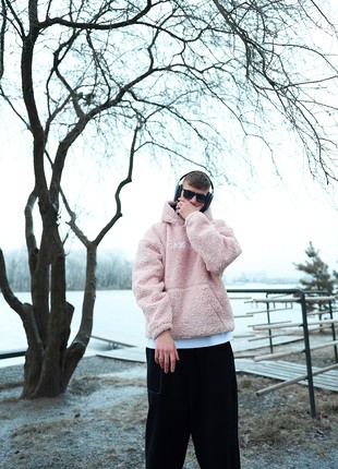 Warm oversized hoodie OGONPUSHKA Toxic pink10 photo
