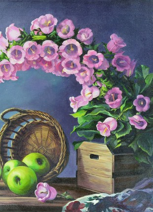 Interior picture oil painting flowers fruits "Still life with apples" without a frame gift
