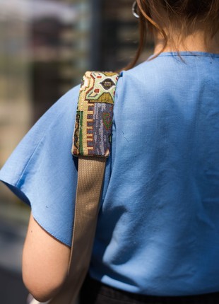 Women's bag-backpack linen/tapestry "KOSTRYTSYA" handmade.5 photo