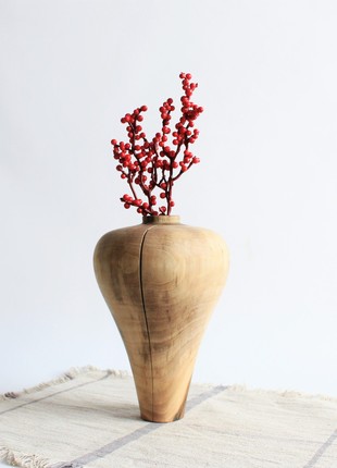 decorative vase in rustic style, handmade unique wooden deco1 photo