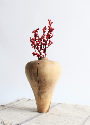 decorative vase in rustic style, handmade unique wooden deco