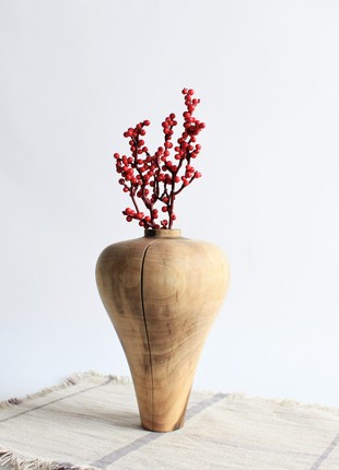 decorative vase in rustic style, handmade unique wooden deco4 photo