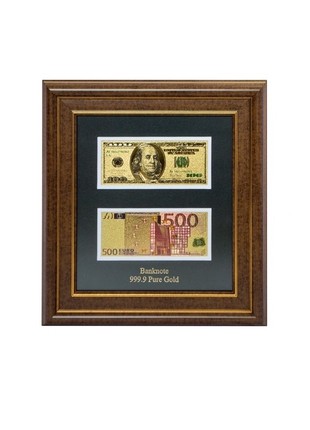 Panel "USA + Euro" (Dollar + Euro) in a frame 31*33 cm