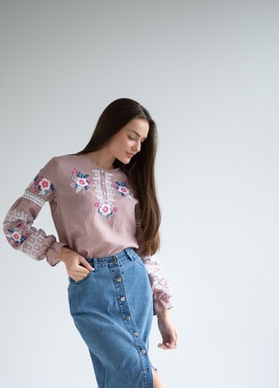 Woman's embroidered blouse dusty rose 272-19/002 photo