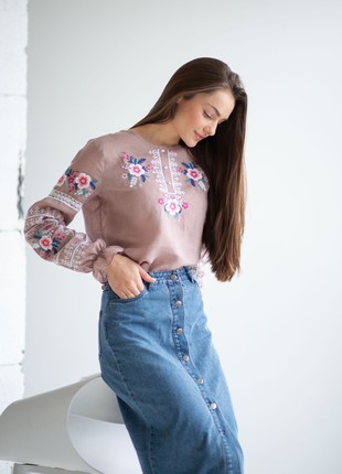 Woman's embroidered blouse dusty rose 272-19/004 photo