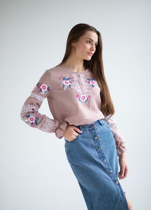 Woman's embroidered blouse dusty rose 272-19/00