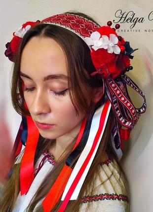 The headdress for the Ukrainian Vushka costume (summer) is red3 photo