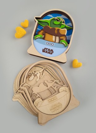 Joyki 3d wooden coloring book creativity kit «Baby Yoda»3 photo