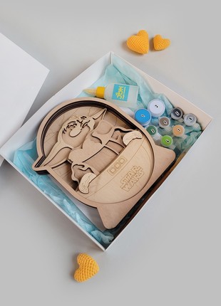 Joyki 3d wooden coloring book creativity kit «Baby Yoda»2 photo