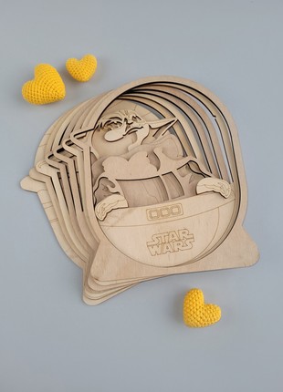 Joyki 3d wooden coloring book creativity kit «Baby Yoda»5 photo