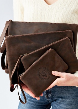 Leather personalized makeup bag