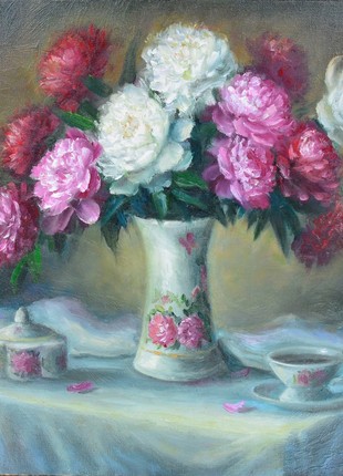 Interior oil painting flowers "Morning" without frame gift