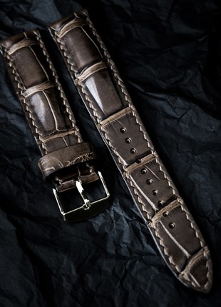 Alligator Leather Watch Strap, Croco Leather Handmade Watch Strap, Crocodile Leather Watch Band