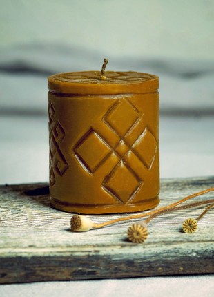 Carved beeswax candle "Four elements" (low)