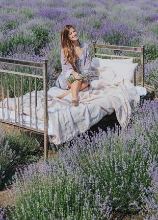 Linen bedding set with cotton lace "champagne". Provance collection
