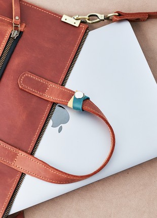 Leather ipad bag with strap3 photo