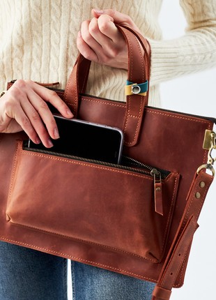 Leather ipad bag with strap9 photo