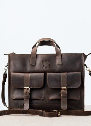 Leather laptop satchel