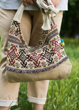 Textile women's shoulder bag "Tsymbora" handmade.2 photo