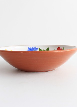 ceramic flower hand painted bowl for fruit or salad, Ukraine pottery6 photo