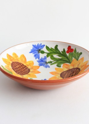 ceramic flower hand painted bowl for fruit or salad, Ukraine pottery7 photo