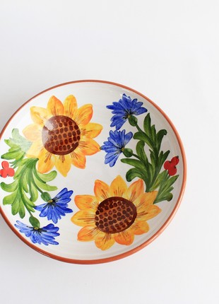 ceramic flower hand painted bowl for fruit or salad, Ukraine pottery5 photo