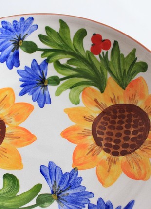 ceramic flower hand painted bowl for fruit or salad, Ukraine pottery4 photo