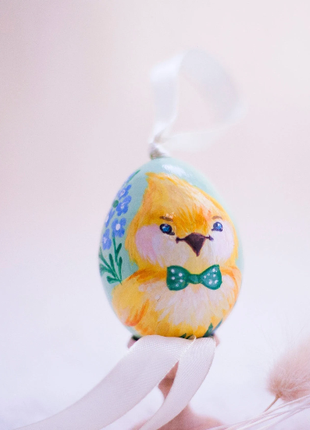 Chick (green bow-tie) Easter Egg and Stand, Ukrainian Pysanka4 photo