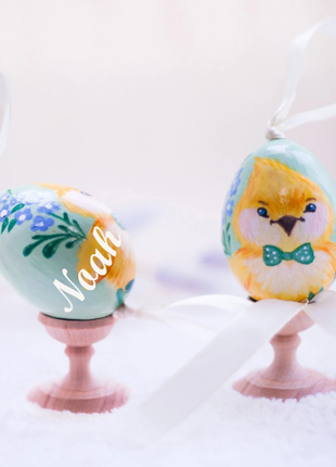 Chick (green bow-tie) Easter Egg and Stand, Ukrainian Pysanka8 photo