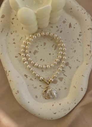 Real pearl 24k gold necklace, Pearl choker