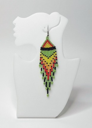 Fringe earrings "etno", traditional print4 photo