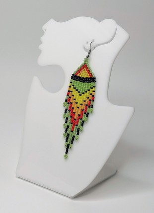 Fringe earrings "etno", traditional print2 photo