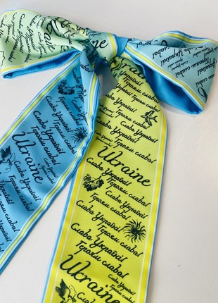 Twilly  tie "Glory  to Ukraine ,,hairband from My Scarf (Twilly plus scrunchie)9 photo