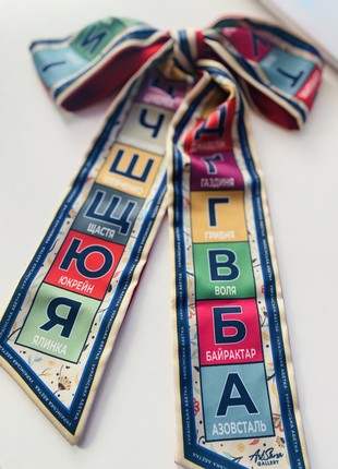 Twilly  tie " Ukrainian alphabet"  hairband from My Scarf (Twilly plus scrunchie)5 photo